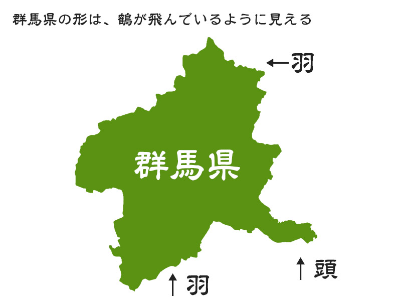 群馬県の形は、鶴が飛んでいるように見える